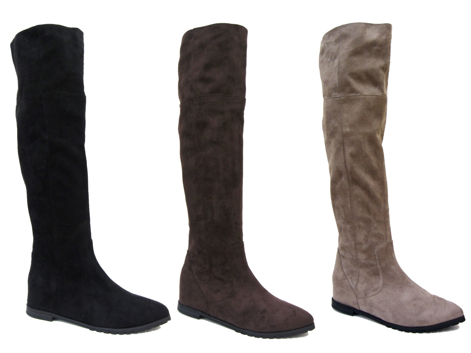 brown suede knee high boots flat